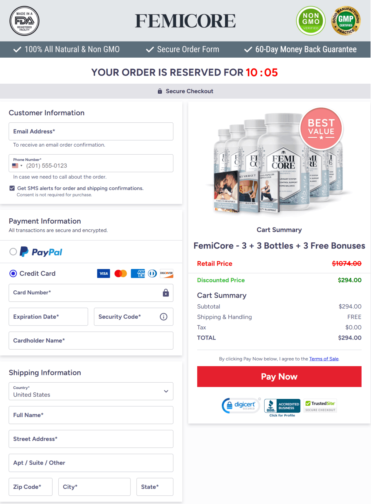 femicore secure checkout